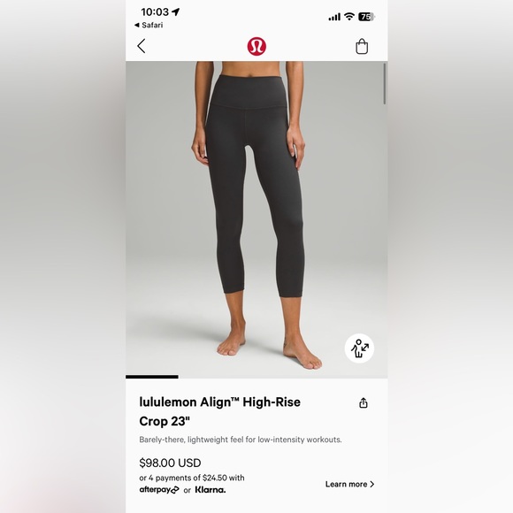 Lululemon align high rise crop 23” in mauve - Picture 4 of 4